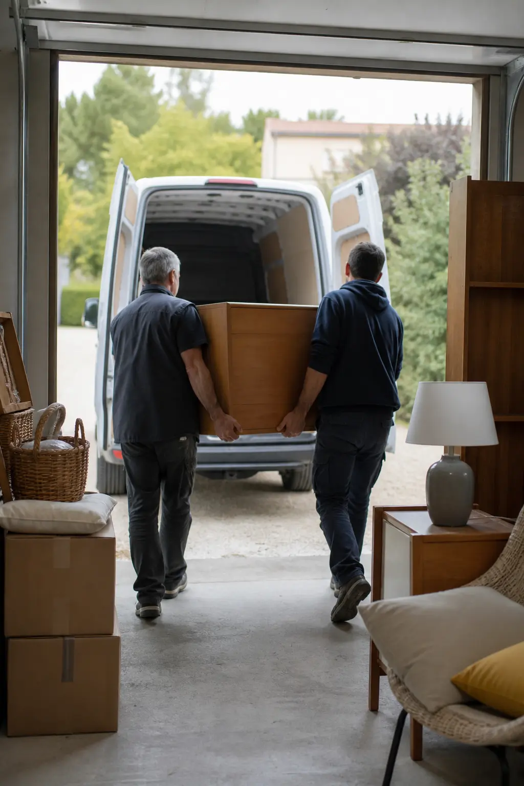 Débarras de mobilier dans une maison avant chargement